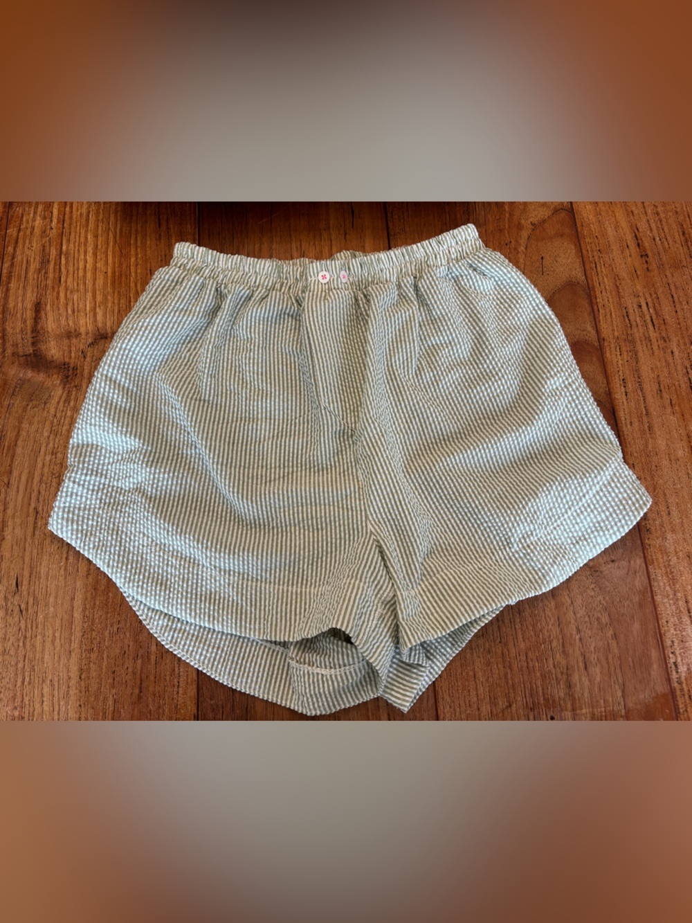 Intimately by Free People Cloud Nine Green and White Striped Boxer Shorts